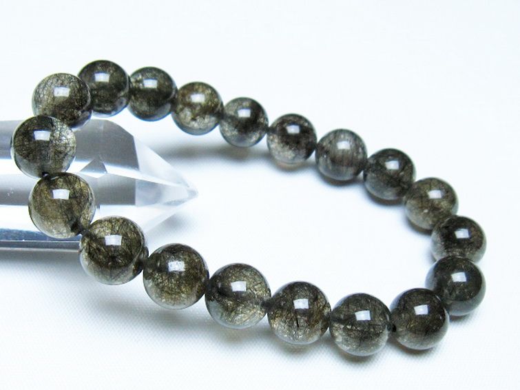 ブラックルチルクォーツブレスレット 10mm [t257-8288] 1枚目