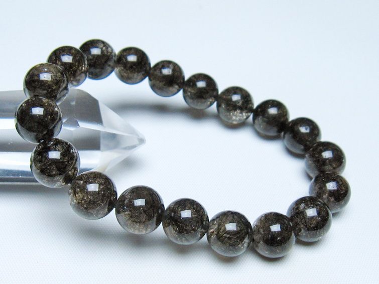 ブラックルチルクォーツブレスレット 10mm [t257-8298] 1枚目