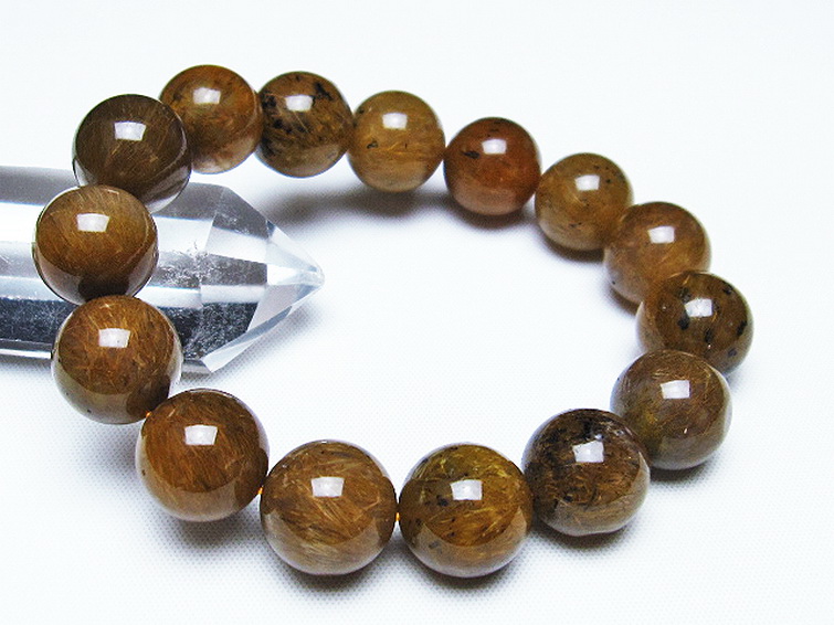 ルチルインアゲート ブレスレット 14mm [T258-1928] 1枚目