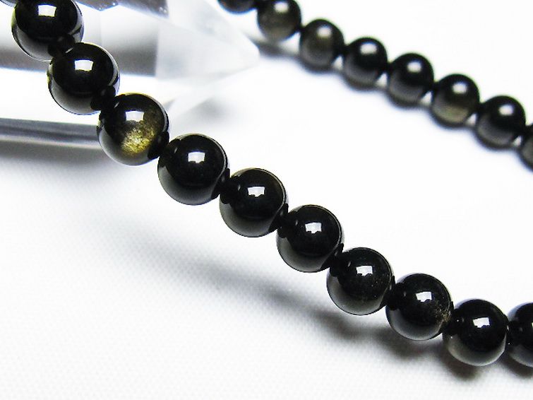 ゴールドキャッツアイオブシディアンブレスレット 6mm [T265-1900] 3枚目