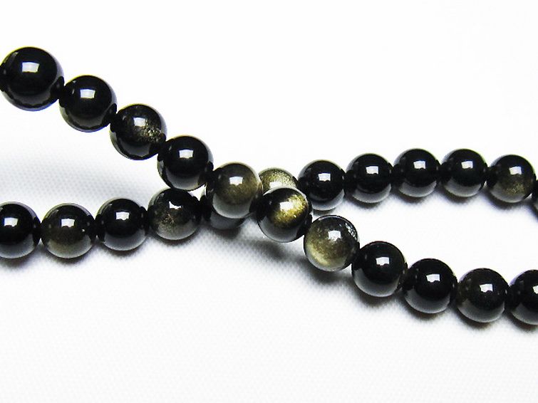 ゴールドキャッツアイオブシディアンブレスレット 6mm [T265-1907] 2枚目