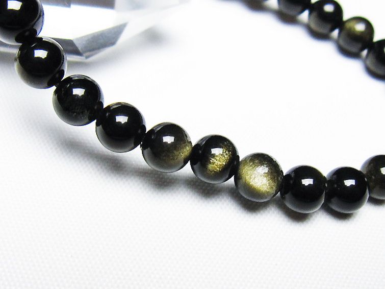 ゴールドキャッツアイオブシディアンブレスレット 6mm [T265-1907] 3枚目