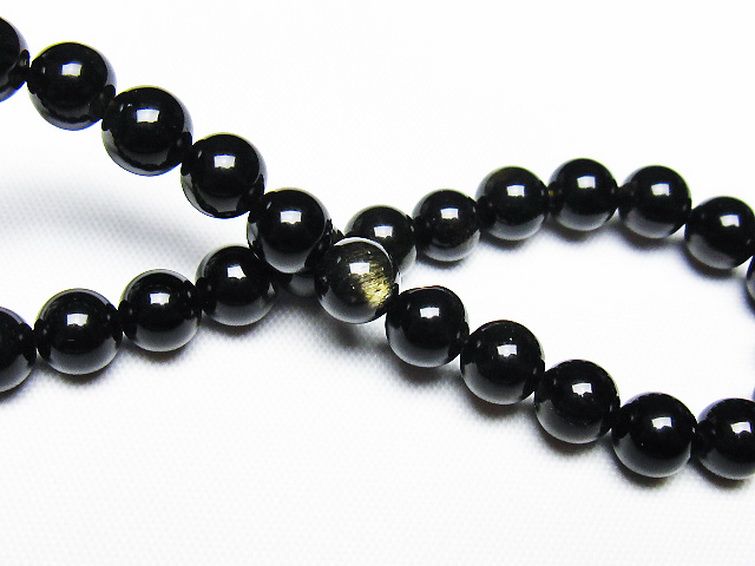 ゴールドキャッツアイオブシディアンブレスレット 7mm [T265-1921] 2枚目