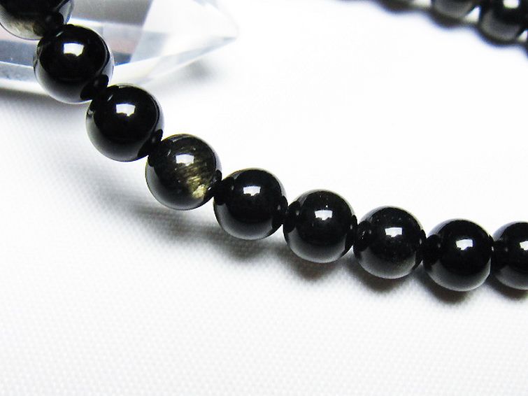 ゴールドキャッツアイオブシディアンブレスレット 7mm [T265-1921] 3枚目
