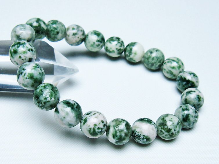グリーンスポットジャスパー ブレスレット 10mm [T285-1397] 1枚目