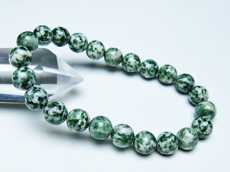 グリーンスポットジャスパー ブレスレット 9mm [T285-1407] 1枚目