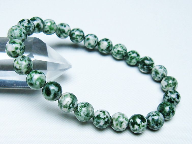 グリーンスポットジャスパー ブレスレット 8mm [T285-1411] 1枚目