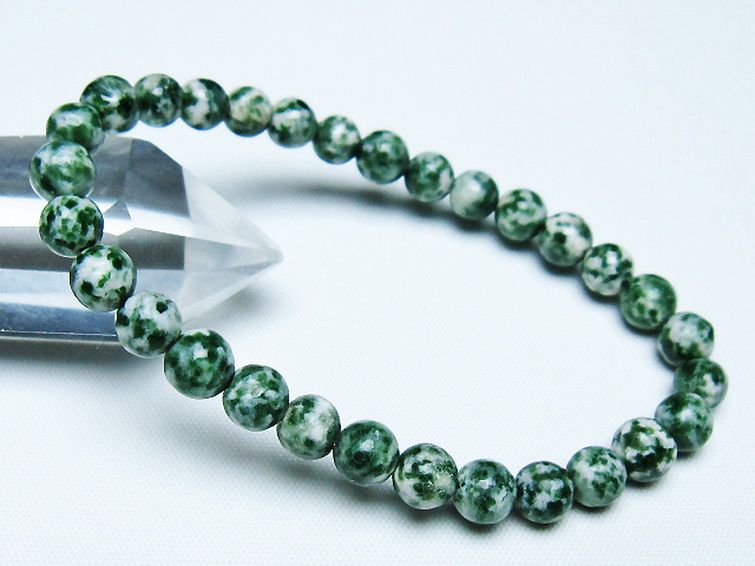 グリーンスポットジャスパー ブレスレット 6mm [T285-1414] 1枚目