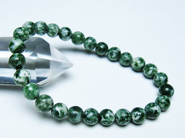 グリーンスポットジャスパー ブレスレット 7mm [T285-1416] 1枚目