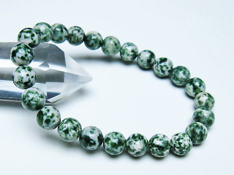 グリーンスポットジャスパー ブレスレット 8mm [T285-1421] 1枚目
