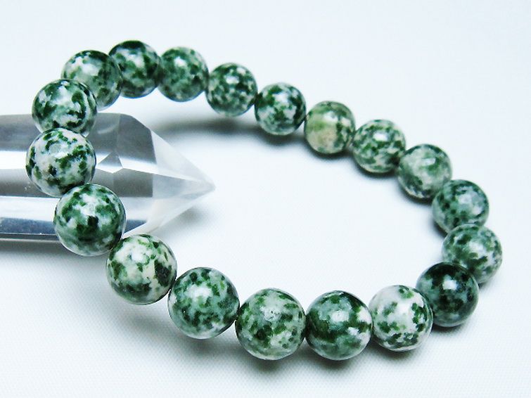 グリーンスポットジャスパー ブレスレット 11mm [T285-1427] 1枚目