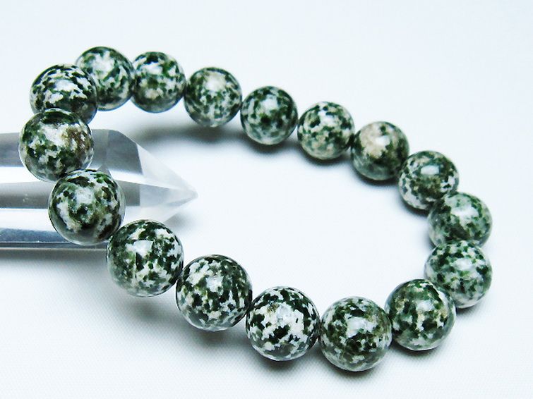 グリーンスポットジャスパー ブレスレット 12mm [T285-1430] 1枚目