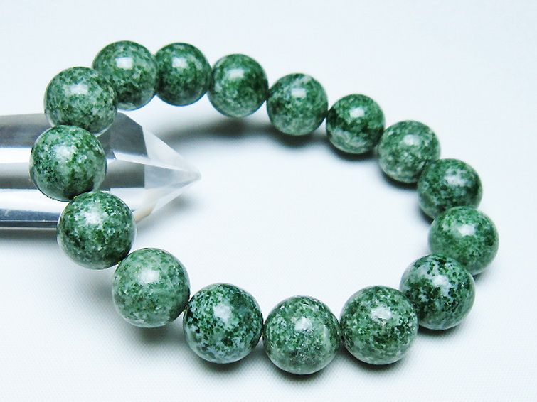 グリーンスポットジャスパー ブレスレット 13mm [T285-1435] 1枚目