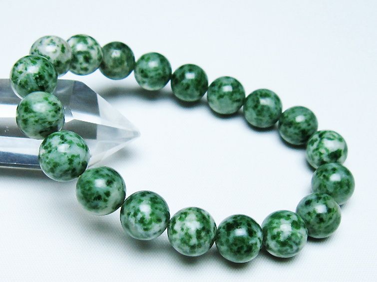 グリーンスポットジャスパー ブレスレット 11mm [T285-1442] 1枚目