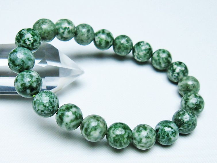 グリーンスポットジャスパー ブレスレット 10mm [T285-1448] 1枚目
