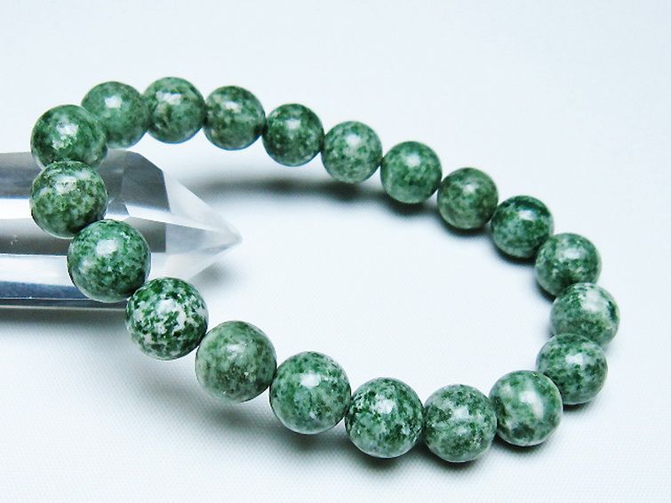 グリーンスポットジャスパー ブレスレット 10mm [T285-1454] 1枚目