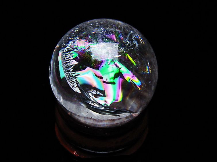 虹入りヒマラヤ水晶丸玉 25mm [T317-5050] 1枚目