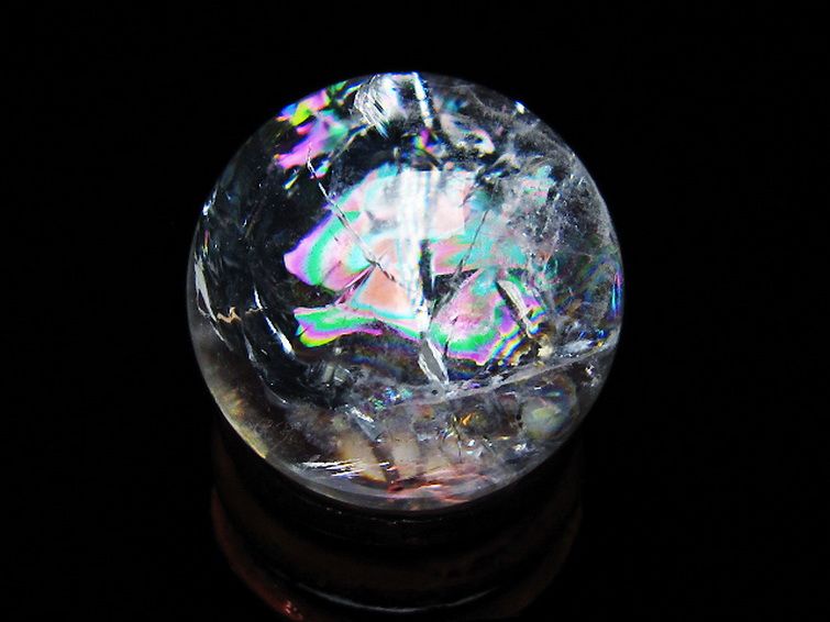 虹入りヒマラヤ水晶丸玉 25mm [T317-5053] 1枚目