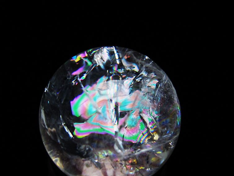 虹入りヒマラヤ水晶丸玉 25mm [T317-5053] 2枚目