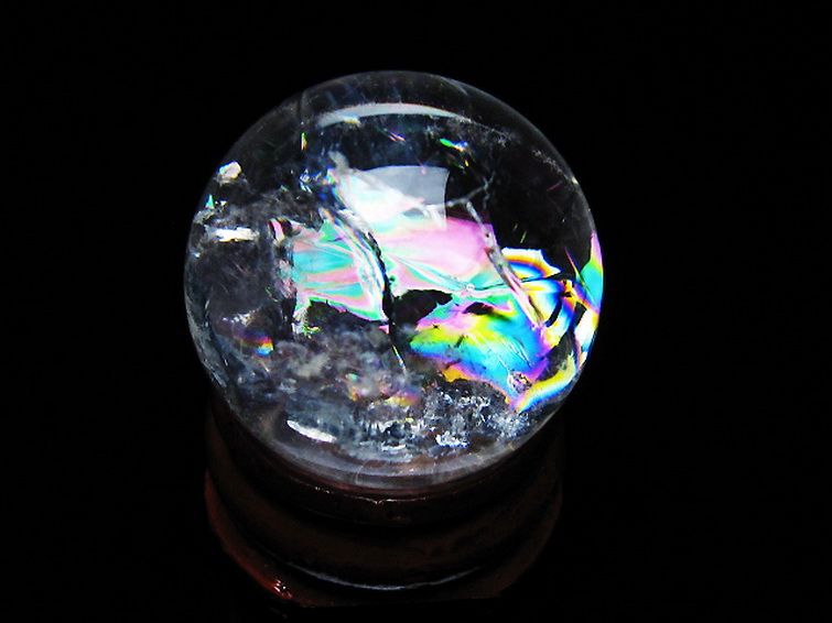 虹入りヒマラヤ水晶丸玉 25mm [T317-5053] 3枚目