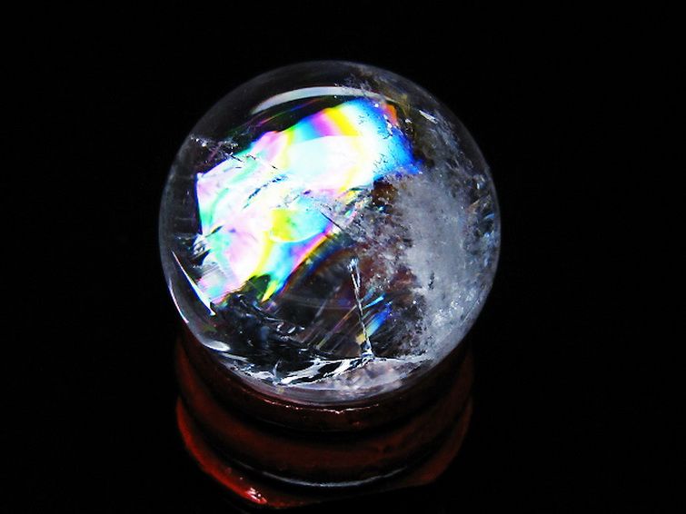 虹入りヒマラヤ水晶丸玉 25mm [T317-5057] 3枚目