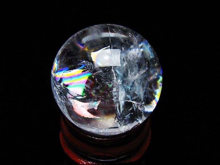 虹入りヒマラヤ水晶丸玉 26mm [T317-5073] 1枚目