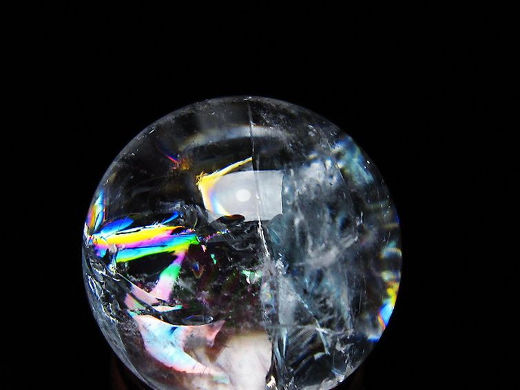 虹入りヒマラヤ水晶丸玉 26mm [T317-5073] 2枚目