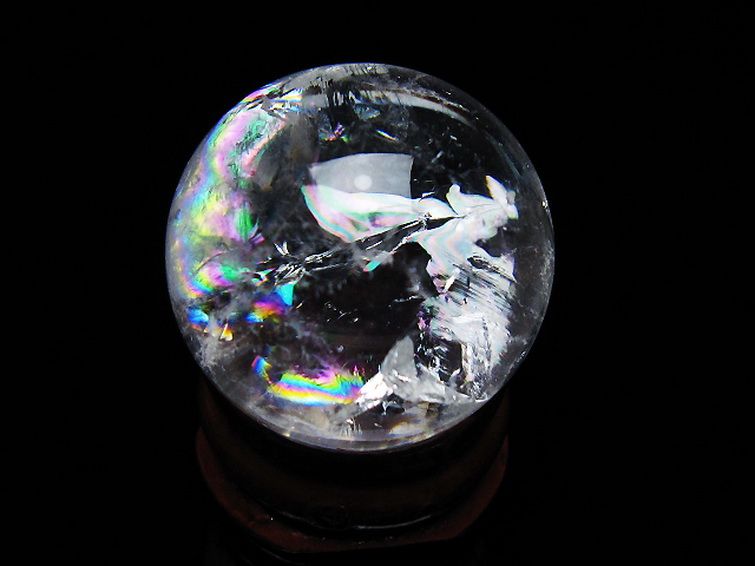 虹入りヒマラヤ水晶丸玉 28mm [T317-5098] 1枚目