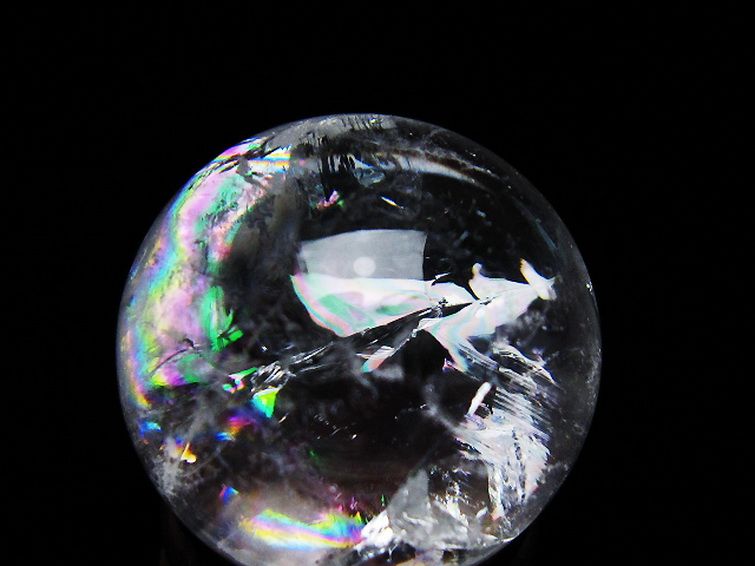 虹入りヒマラヤ水晶丸玉 28mm [T317-5098] 2枚目