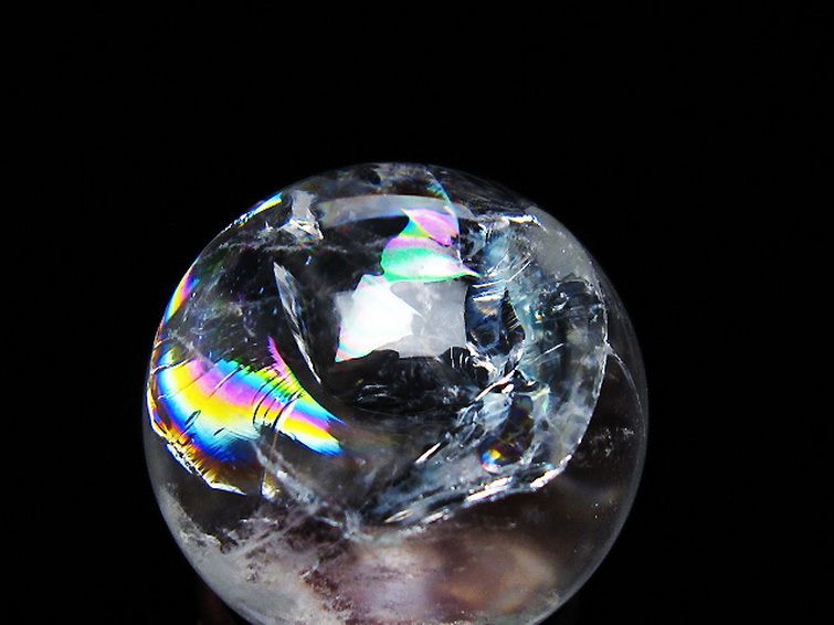 虹入りヒマラヤ水晶丸玉 28mm [T317-5111] 2枚目