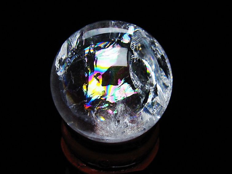 虹入りヒマラヤ水晶丸玉 26mm [T317-5134] 1枚目