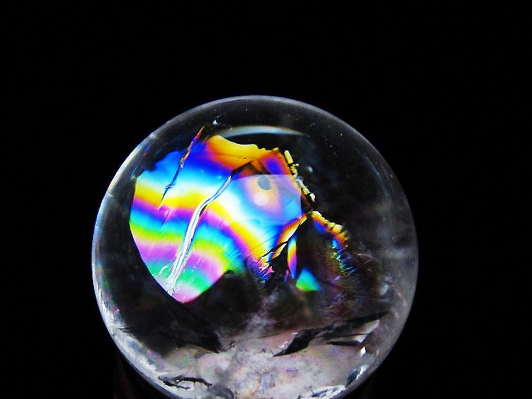 虹入りヒマラヤ水晶丸玉 26mm [T317-5134]