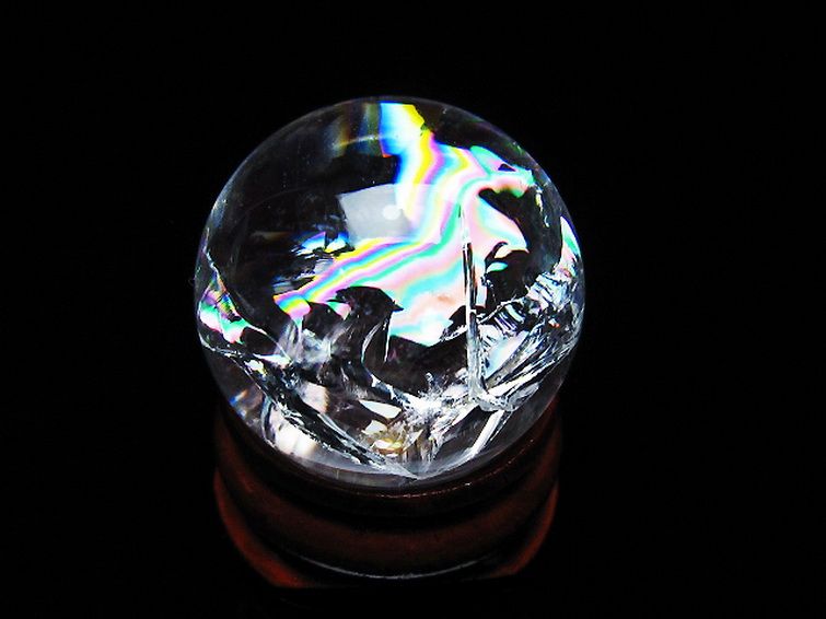 虹入りヒマラヤ水晶丸玉 25mm [T317-5166] 1枚目