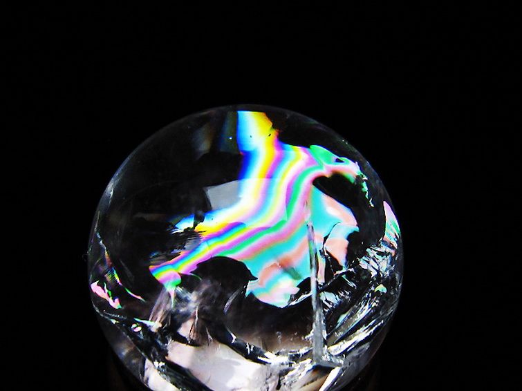 虹入りヒマラヤ水晶丸玉 25mm [T317-5166] 2枚目