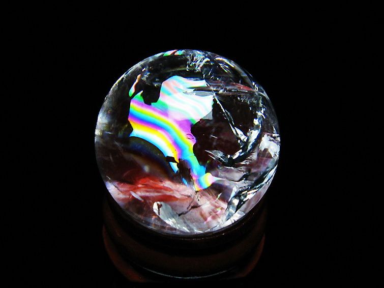 虹入りヒマラヤ水晶丸玉 25mm [T317-5166] 3枚目