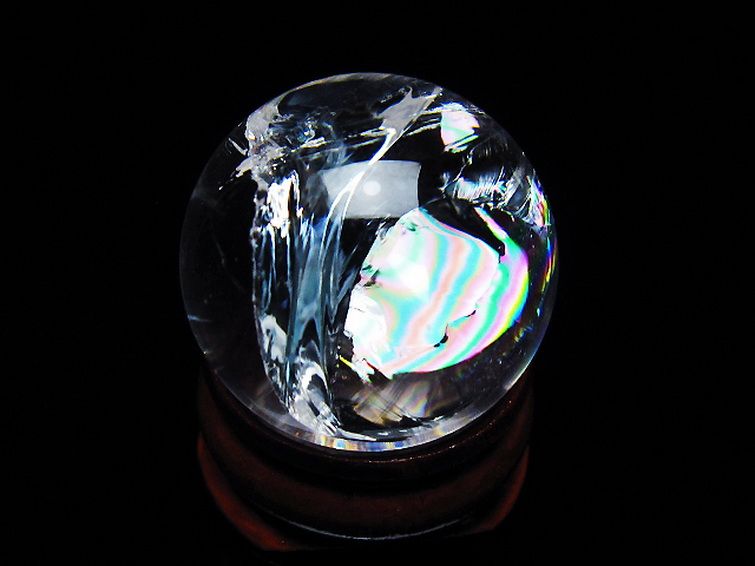 虹入りヒマラヤ水晶丸玉 25mm [T317-5179] 1枚目