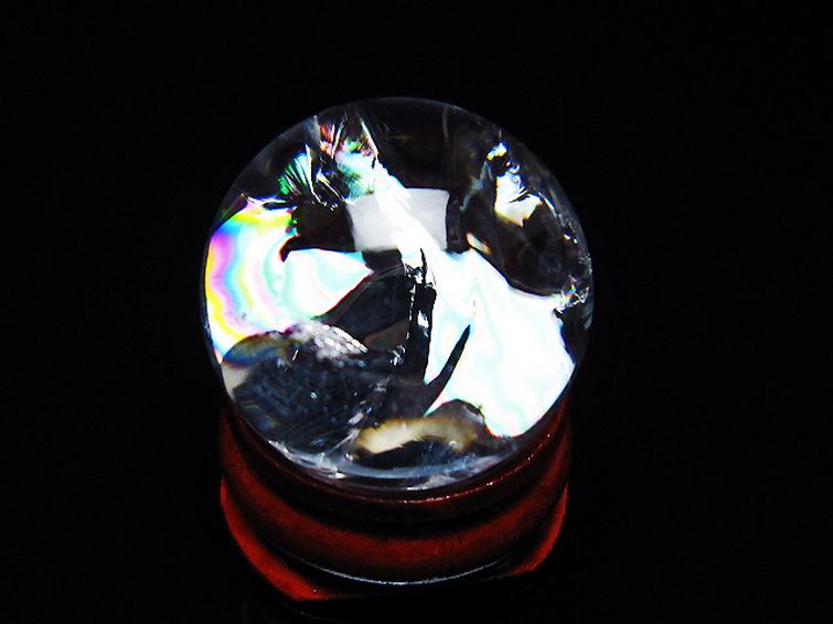 虹入りヒマラヤ水晶丸玉 25mm [T317-5179] 3枚目