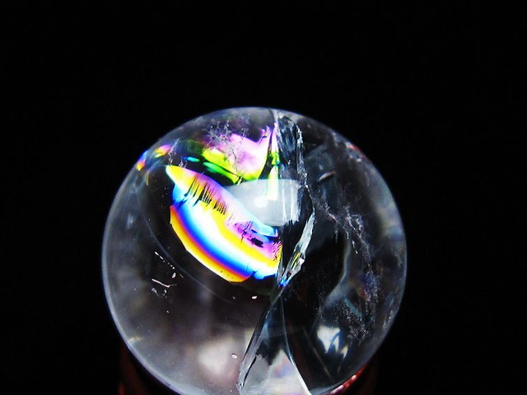 虹入りヒマラヤ水晶丸玉 26mm [T317-5192] 2枚目