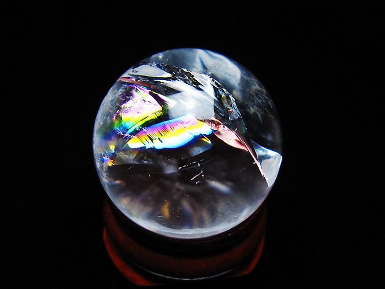 虹入りヒマラヤ水晶丸玉 26mm [T317-5192] 3枚目