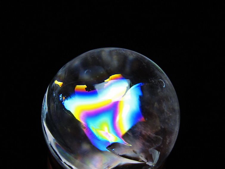 虹入りヒマラヤ水晶丸玉 25mm [t317-5360] 2枚目