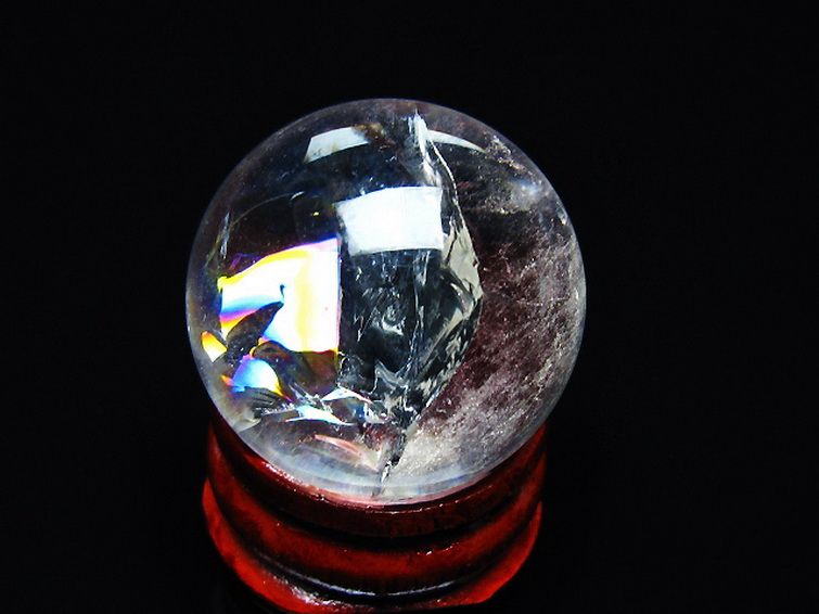 虹入りヒマラヤ水晶丸玉 26mm [t317-5364] 1枚目