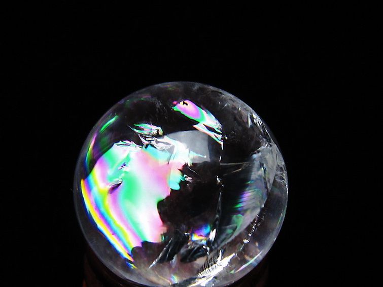 虹入りヒマラヤ水晶丸玉 25mm [t317-5366] 2枚目