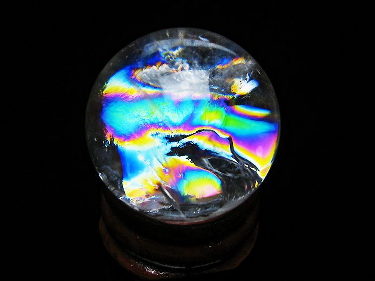 虹入りヒマラヤ水晶丸玉 26mm [t317-5373] 1枚目