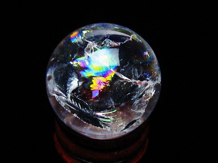 虹入りヒマラヤ水晶丸玉 26mm [t317-5373] 3枚目