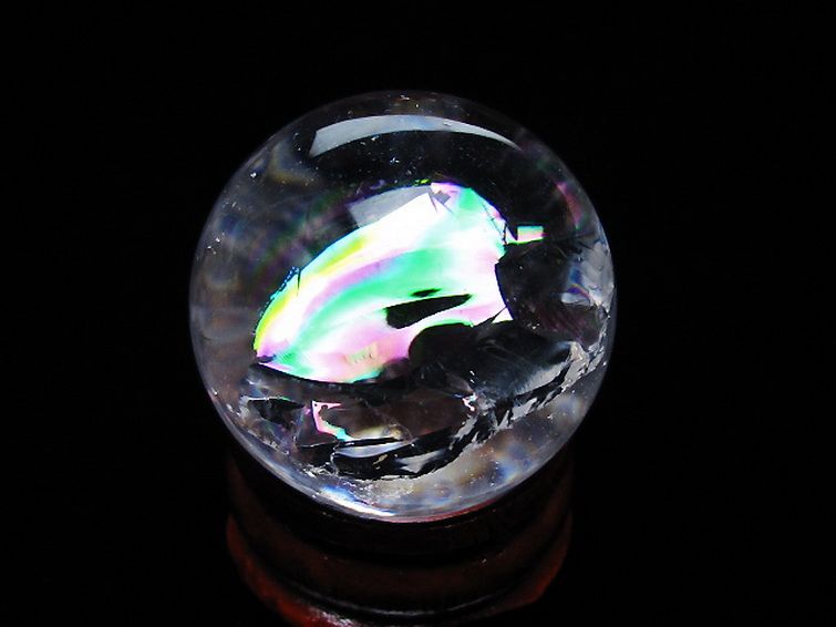 虹入りヒマラヤ水晶丸玉 27mm [t317-5375] 1枚目