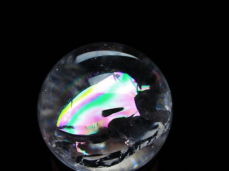 虹入りヒマラヤ水晶丸玉 27mm [t317-5375] 2枚目