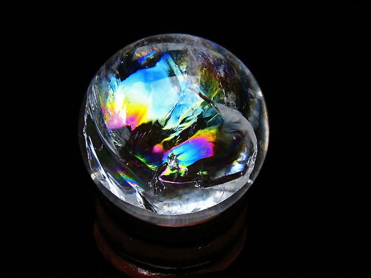 虹入りヒマラヤ水晶丸玉 27mm [t317-5376] 1枚目