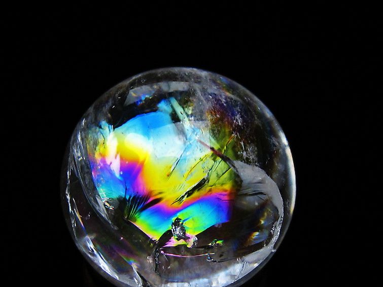 虹入りヒマラヤ水晶丸玉 27mm [t317-5376] 2枚目