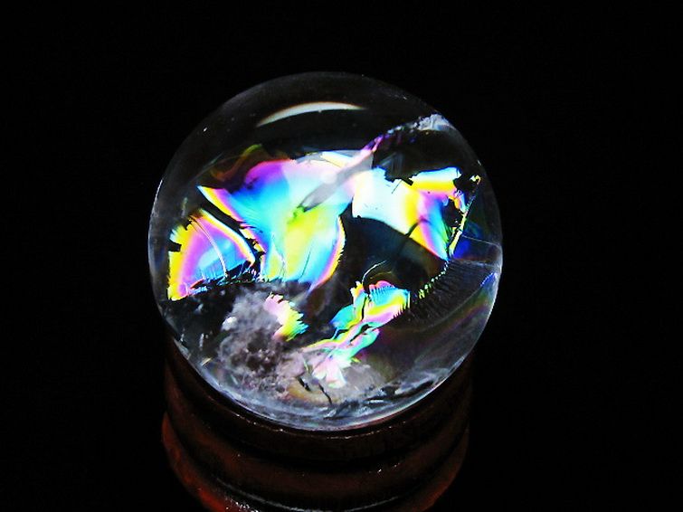 虹入りヒマラヤ水晶丸玉 25mm [t317-5385] 1枚目