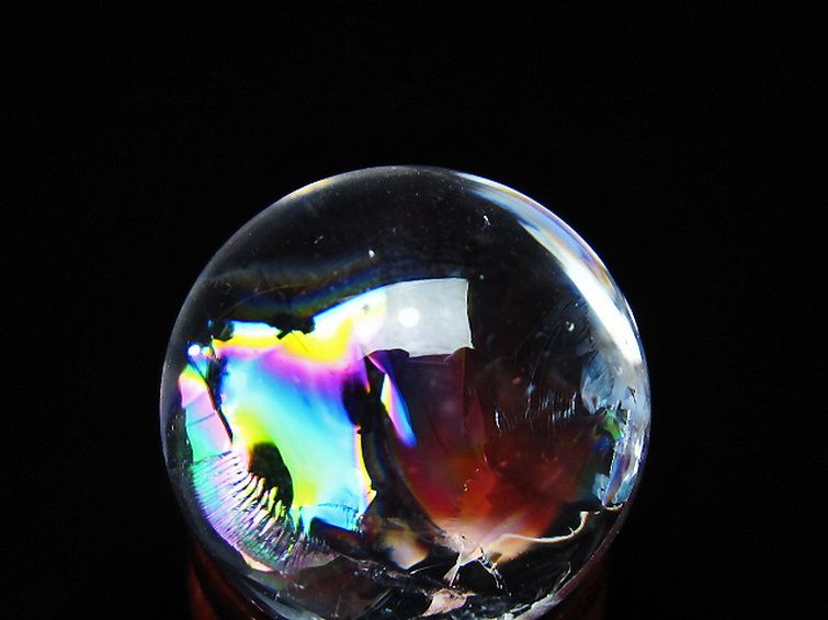 虹入りヒマラヤ水晶丸玉 25mm [t317-5385] 2枚目